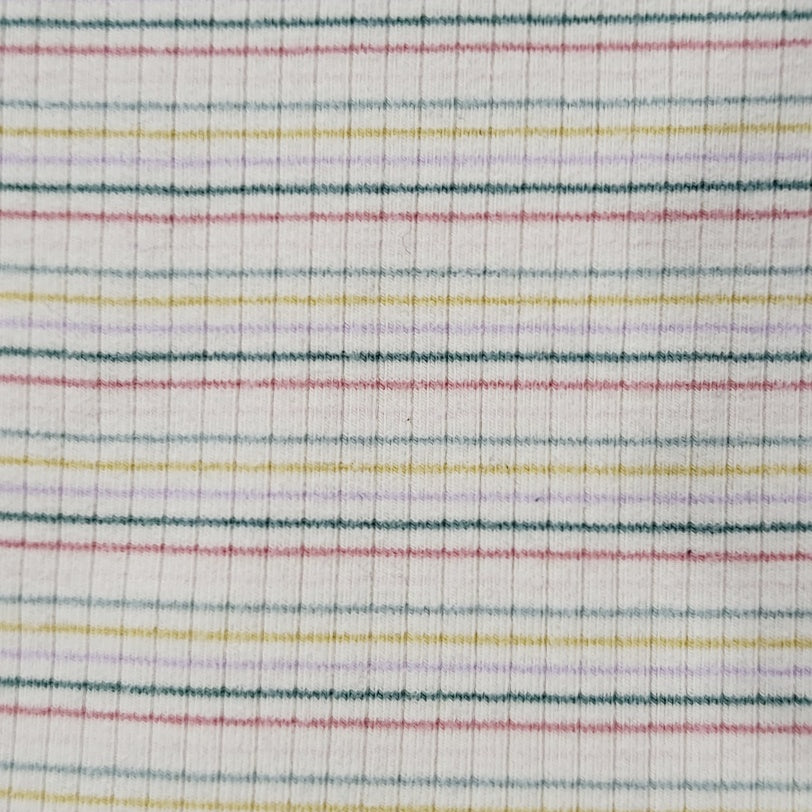 Camiseta niña Next beige con rayas pasteles Talla 3-6 M