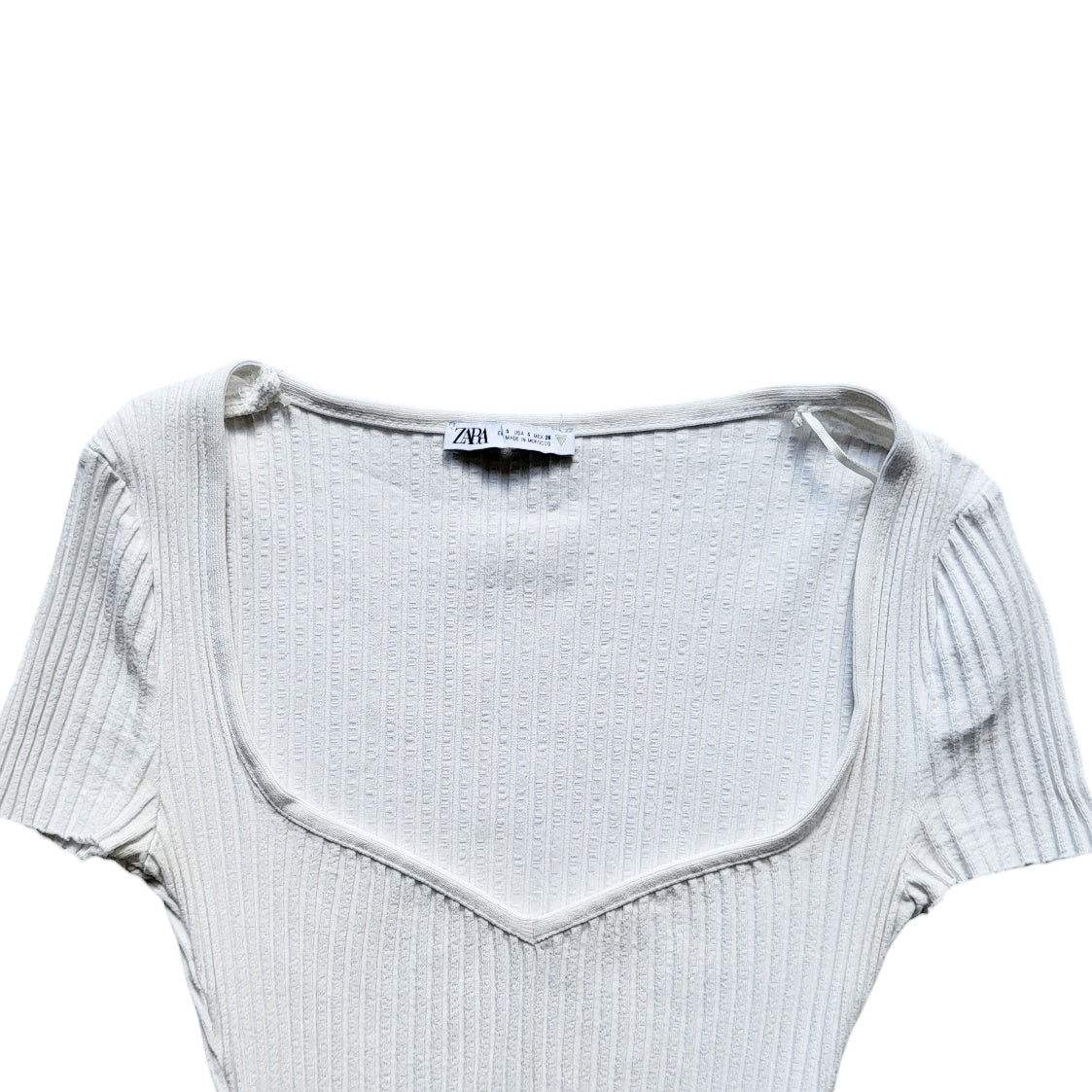 Body mujer Zara Blanco escotado manga corta talla S