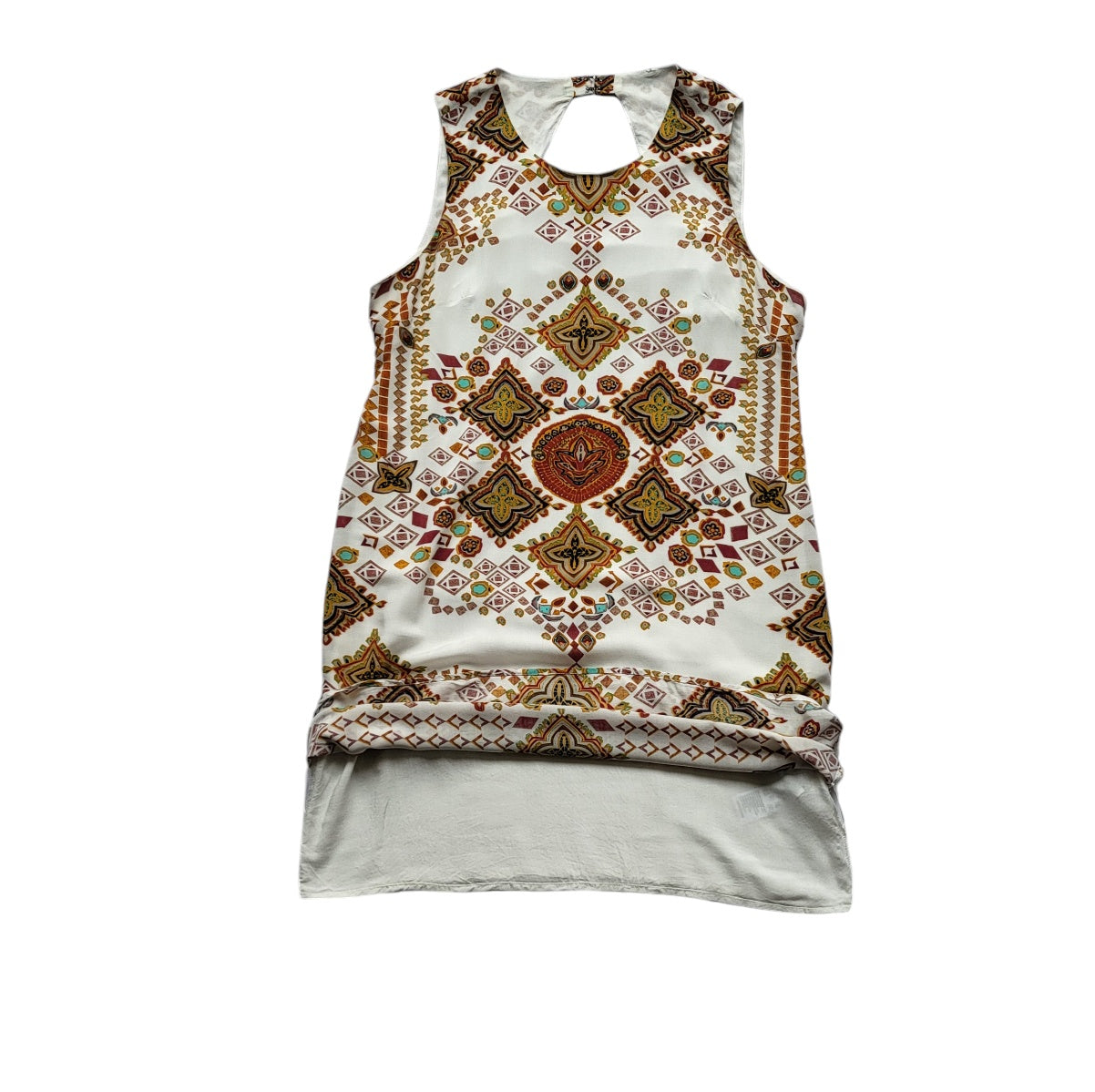 Vestido mujer University Club blanco con print geométrico midi Talla L