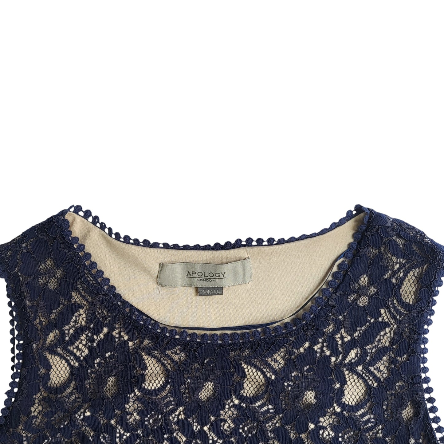 Vestido de fiesta mujer Apology azul de blonda con flores talla S