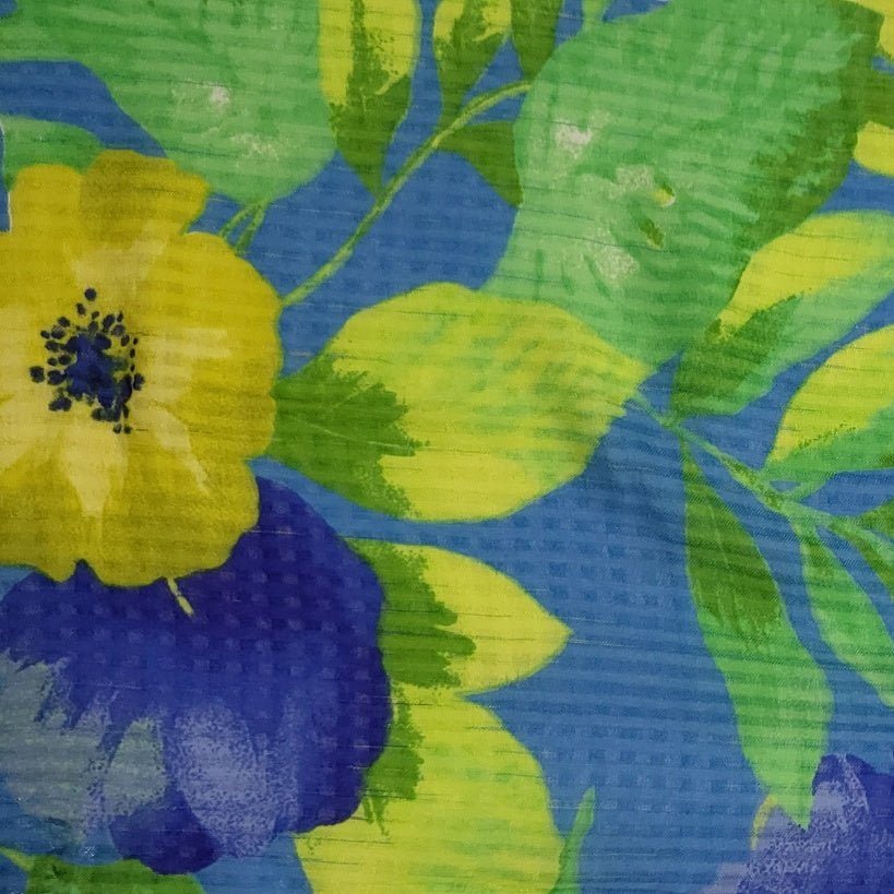 Pañoleta mujer azul con flores verdes talla Única