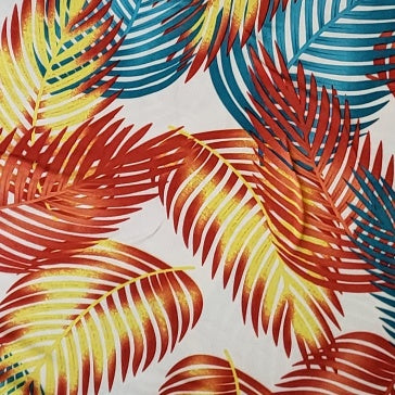 Salida de baño mujer blanco Print de hojas naranjas y azules talla L