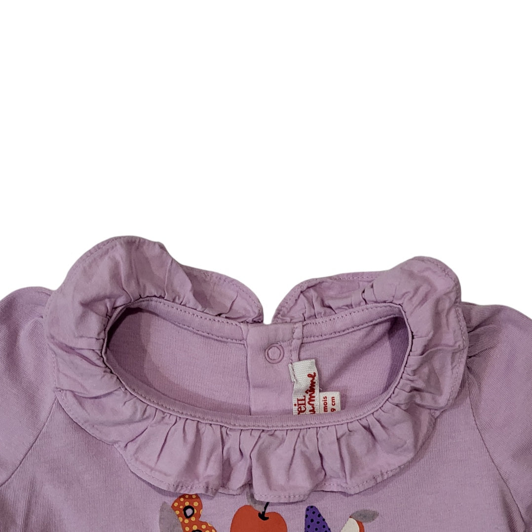 Camiseta niña Du Pareil lila Con cuello de bolero Talla 3 meses