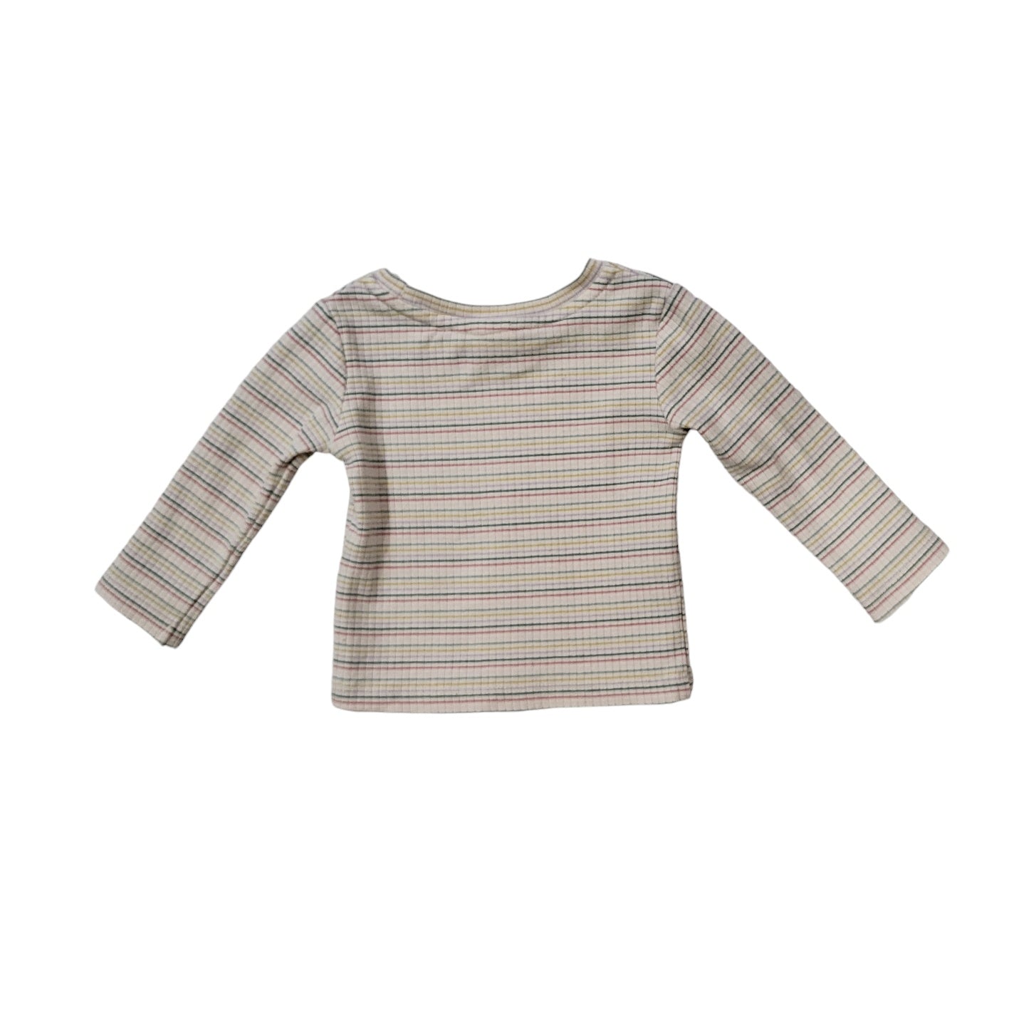 Camiseta niña Next beige con rayas pasteles Talla 3-6 M