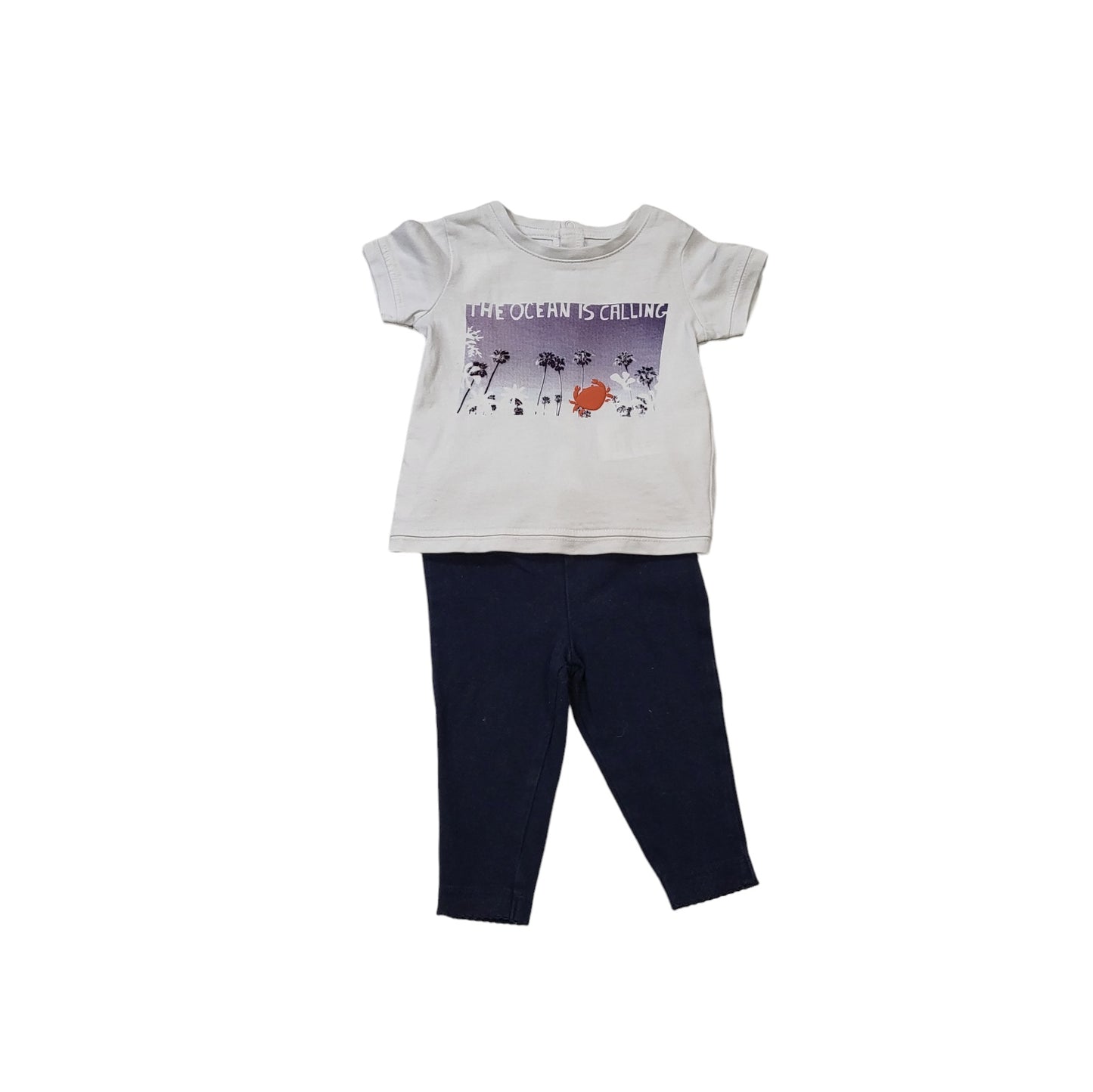 Camiseta niña Vertbaudet blanco Set con leggings azules talla 3 meses