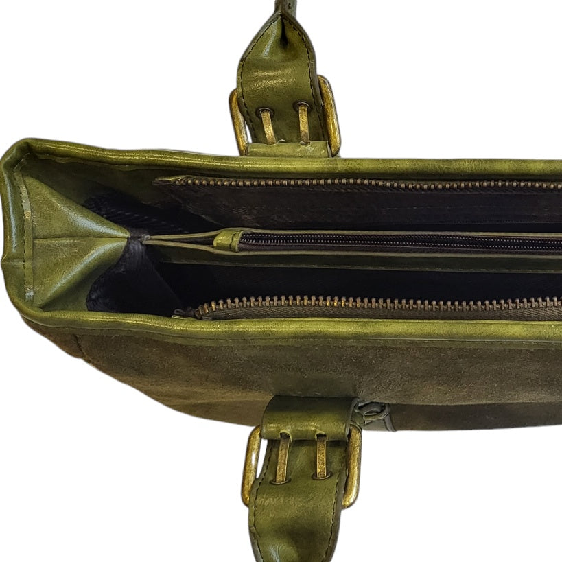 Cartera mujer &nbsp; verde carnaza con cuero liso
