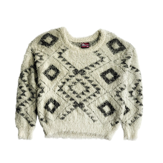 Saco tejido mujer Sybilla beige peludo con tejido geométrico Talla L