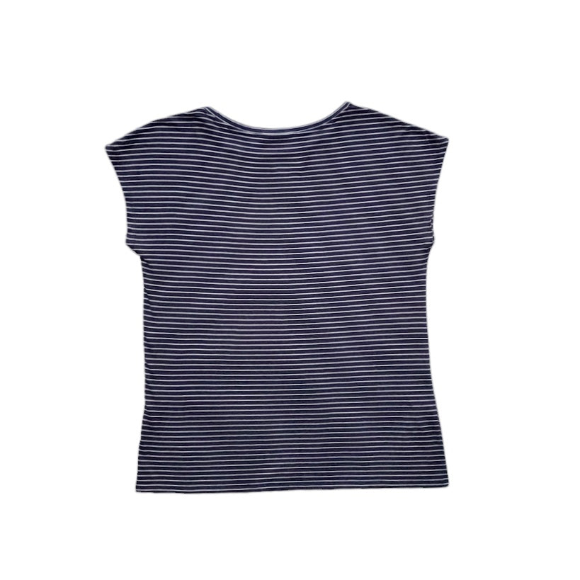 Camiseta mujer Mango azul con rayas blancas talla M
