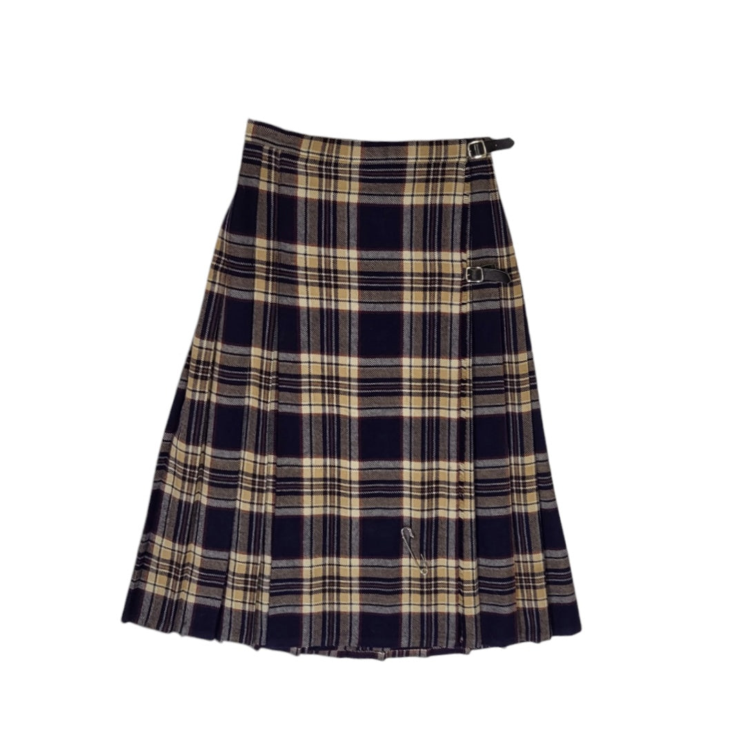 Falda mujer Pure new wool azul y beige escocesa Largo midi talla 10