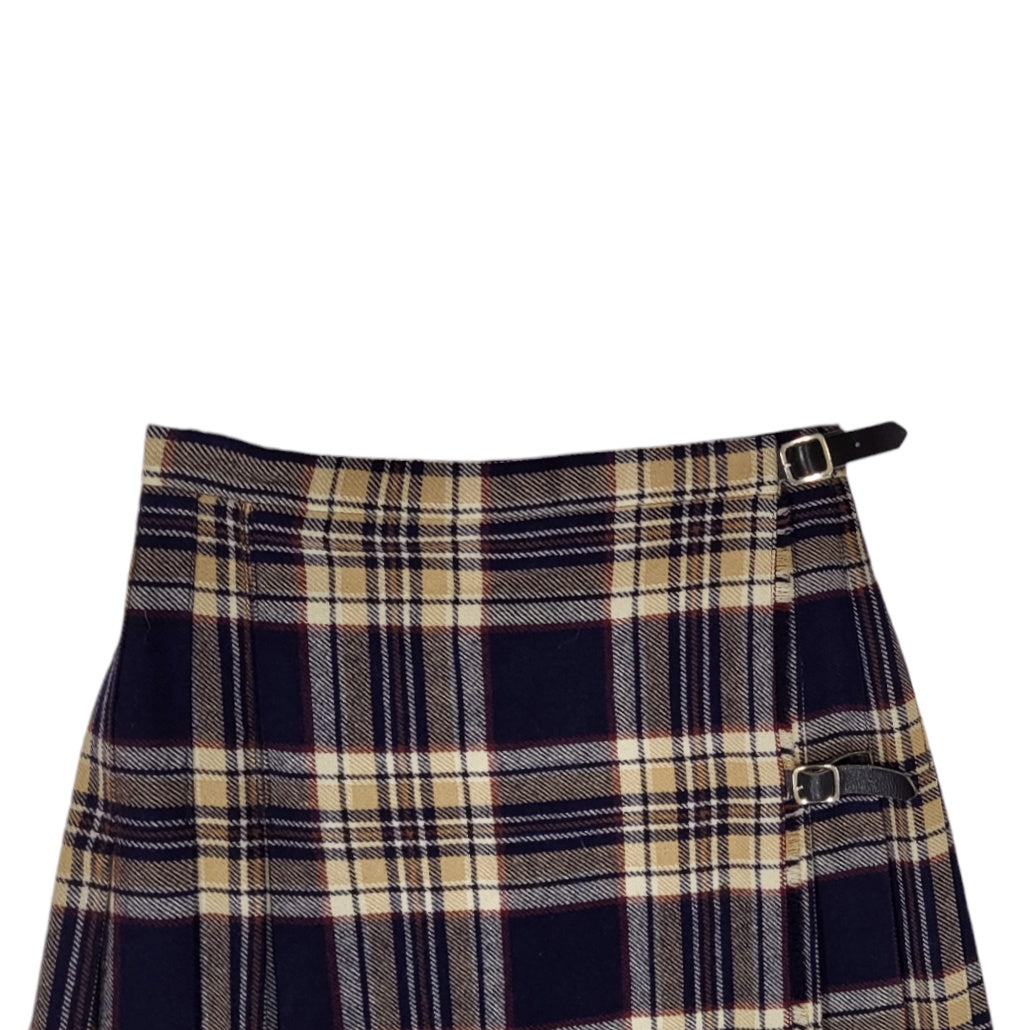 Falda mujer Pure new wool azul y beige escocesa Largo midi talla 10