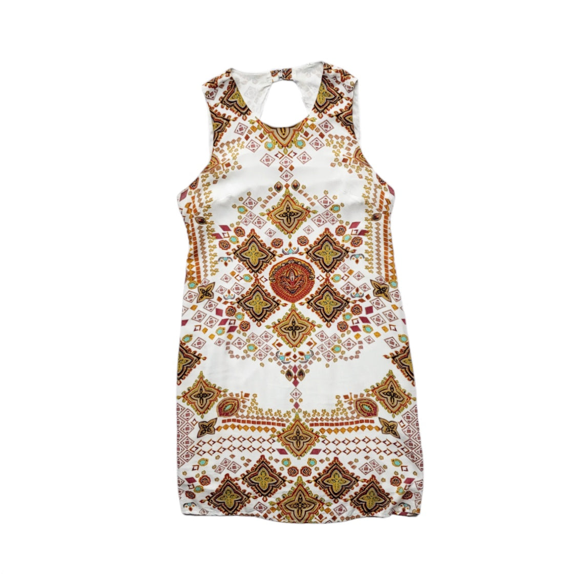 Vestido mujer University Club blanco con print geométrico midi Talla L