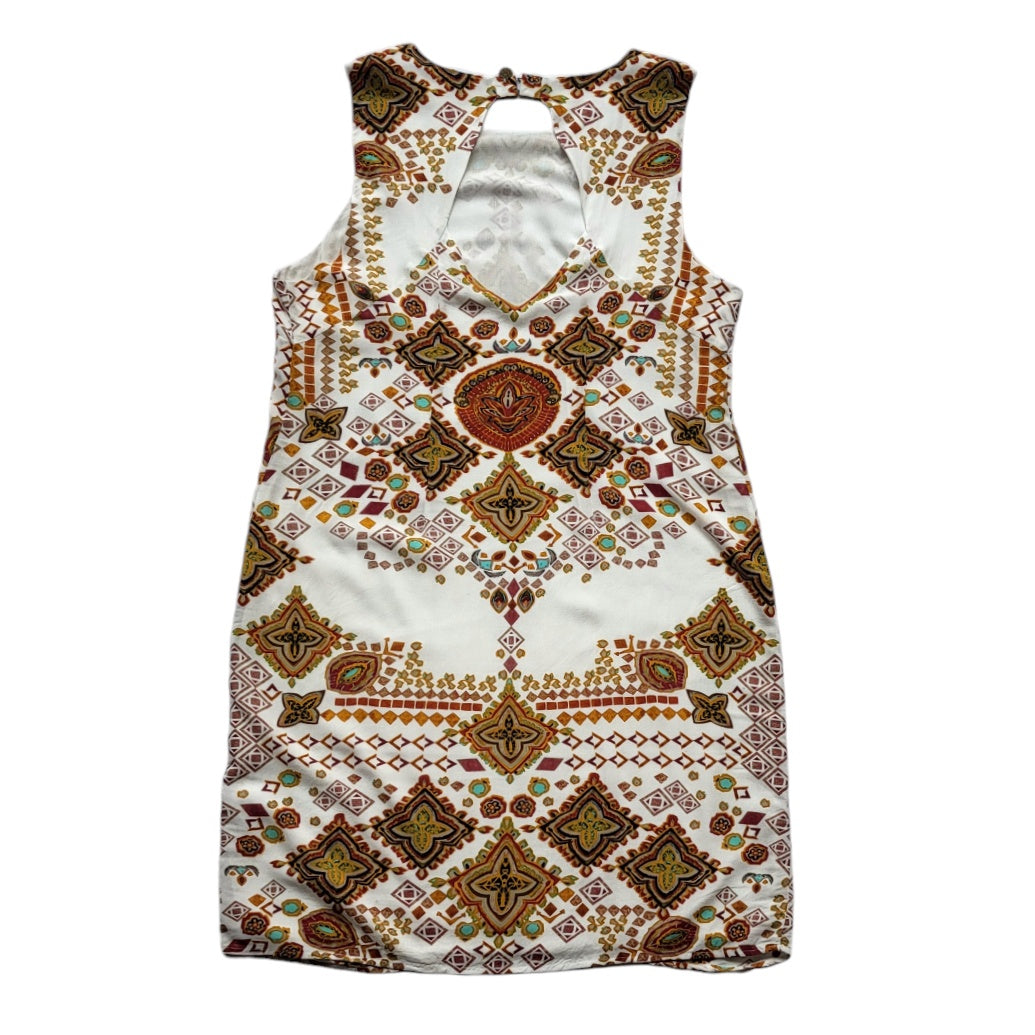 Vestido mujer University Club blanco con print geométrico midi Talla L