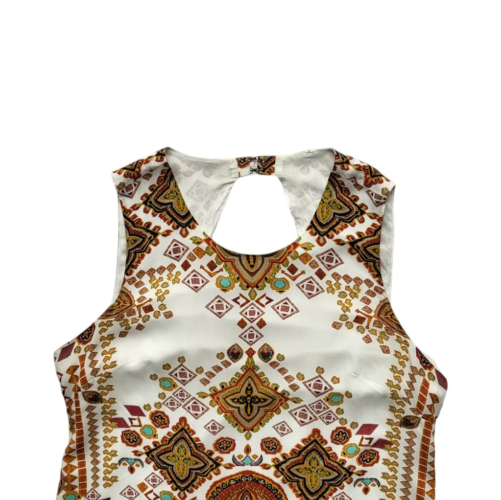 Vestido mujer University Club blanco con print geométrico midi Talla L