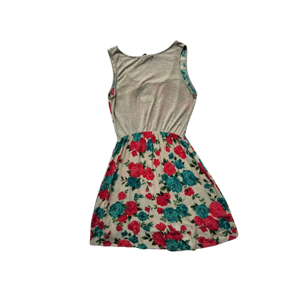 Vestido mujer Forever 21 beige con flores rosadas y azules Talla S