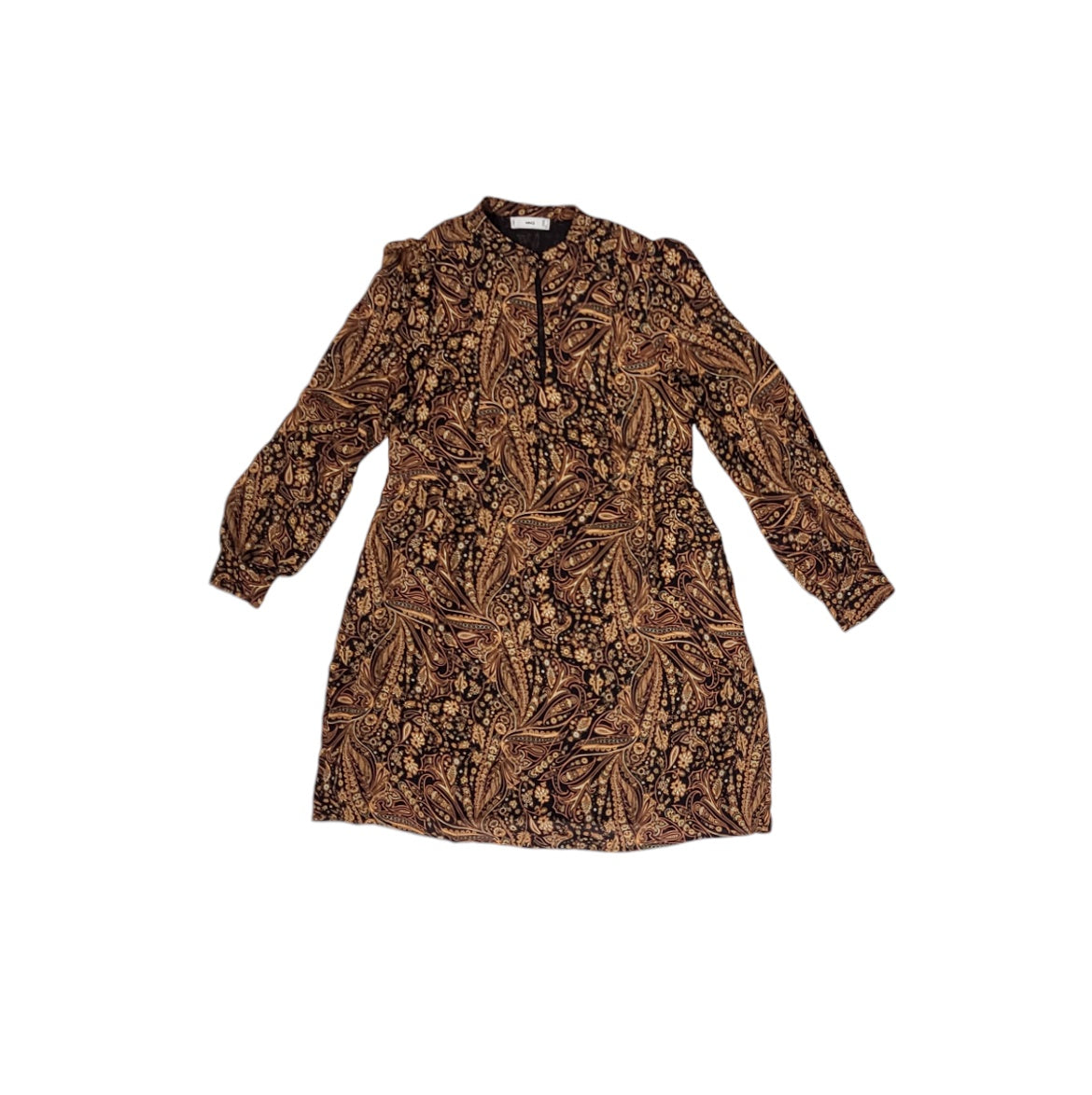 Vestido mujer Mango negro y café estampado boho talla M