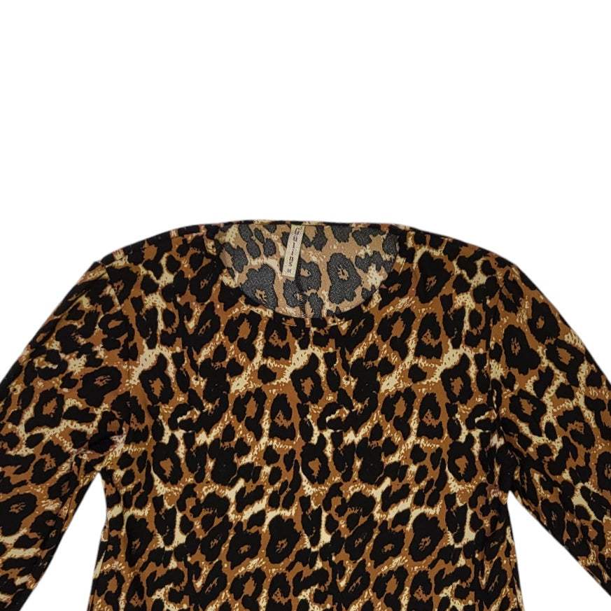 Vestido mujer Gulins Café estampado de leopardo talla M