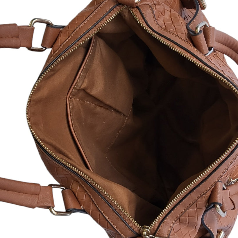 Cartera mujer Aquarella camel textura de cuadros