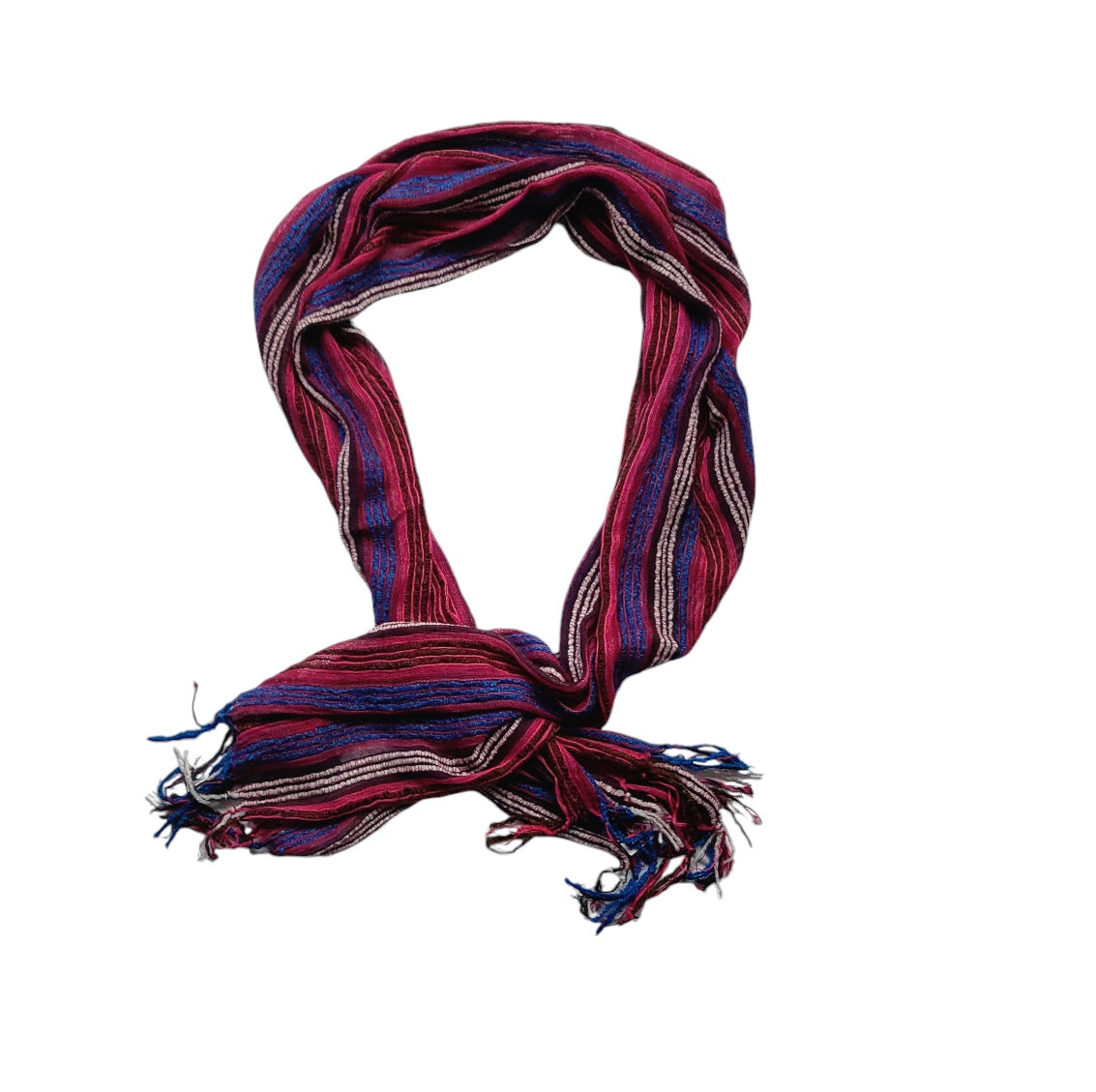 Bufanda mujer Vinotinto y morado de rayas azules y rosadas