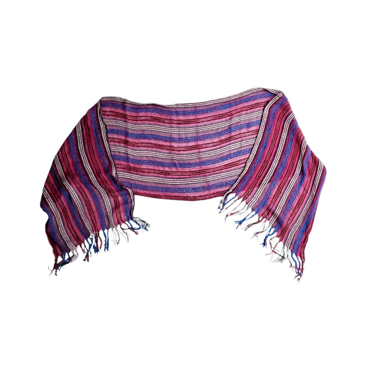 Bufanda mujer Vinotinto y morado de rayas azules y rosadas