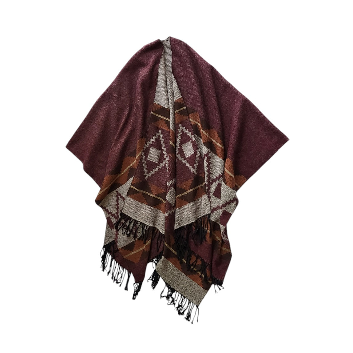 Ruana - Chal - poncho mujer   morado y gris