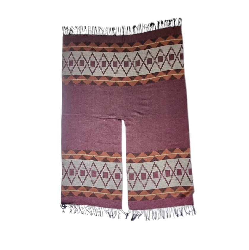 Ruana - Chal - poncho mujer   morado y gris