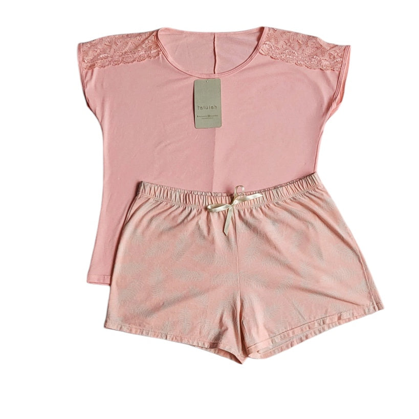Conjunto pijama shorts mujer Talulah rosado neón Talla XL