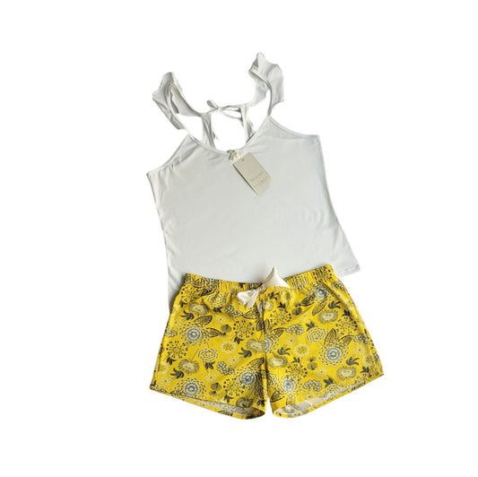 Conjunto pijama shorts mujer Talulah amarillo y blanco Talla XL