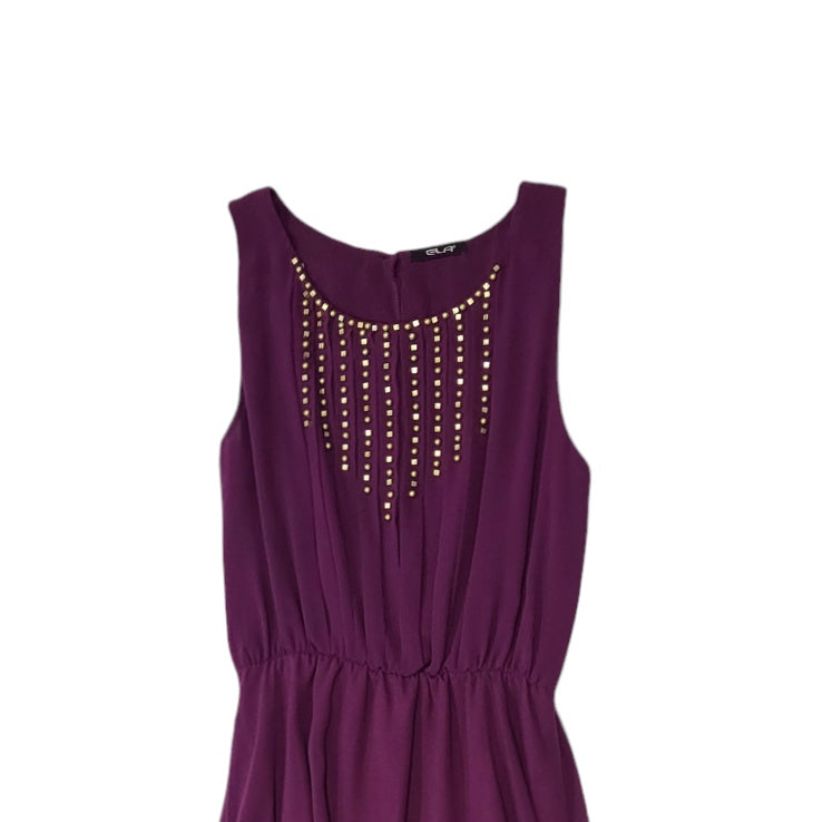 Vestido de fiesta mujer Ela morado Con apliques dorados Talla 10