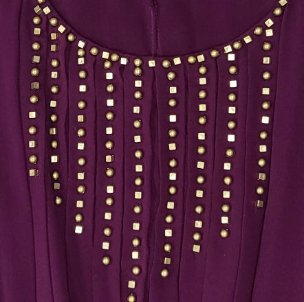 Vestido de fiesta mujer Ela morado Con apliques dorados Talla 10