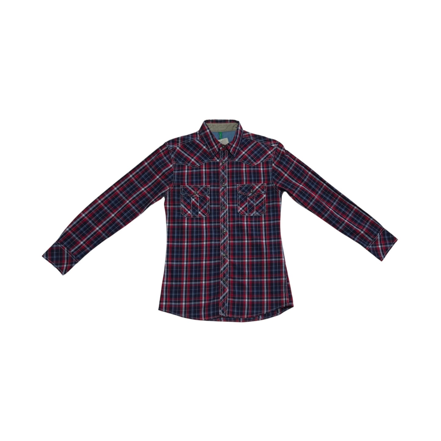 Camisa hombre United Colors of Benetton Rojo Leñadora, Cuadros azules
