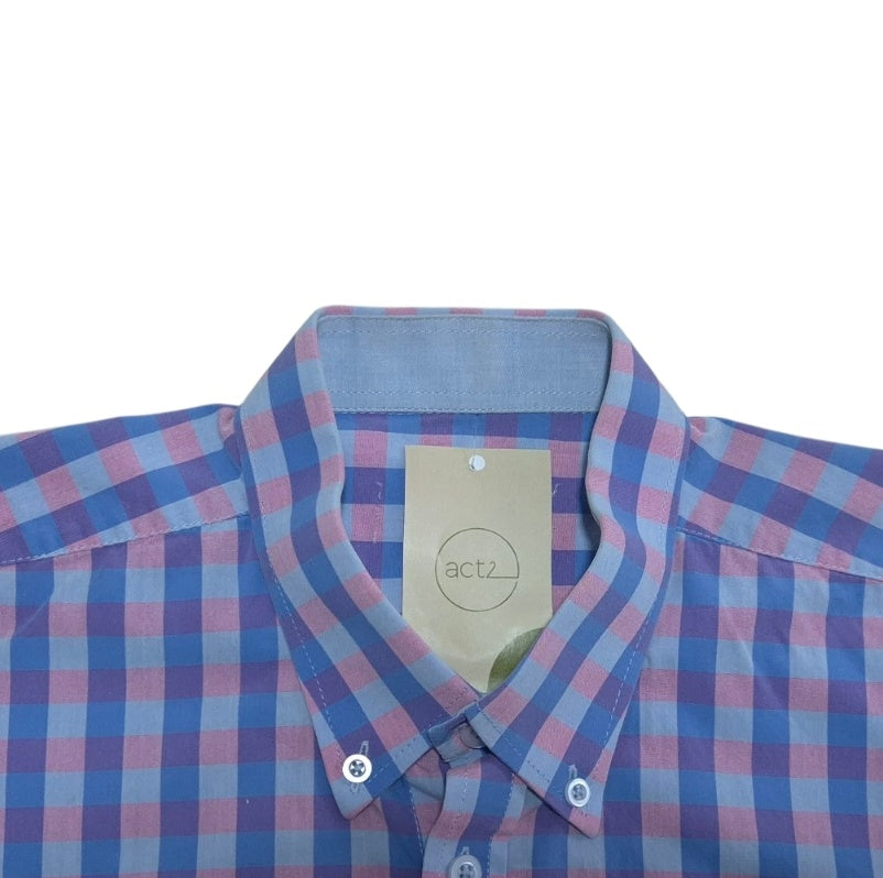 Camisa Hombre Morada con cuadros Rosados