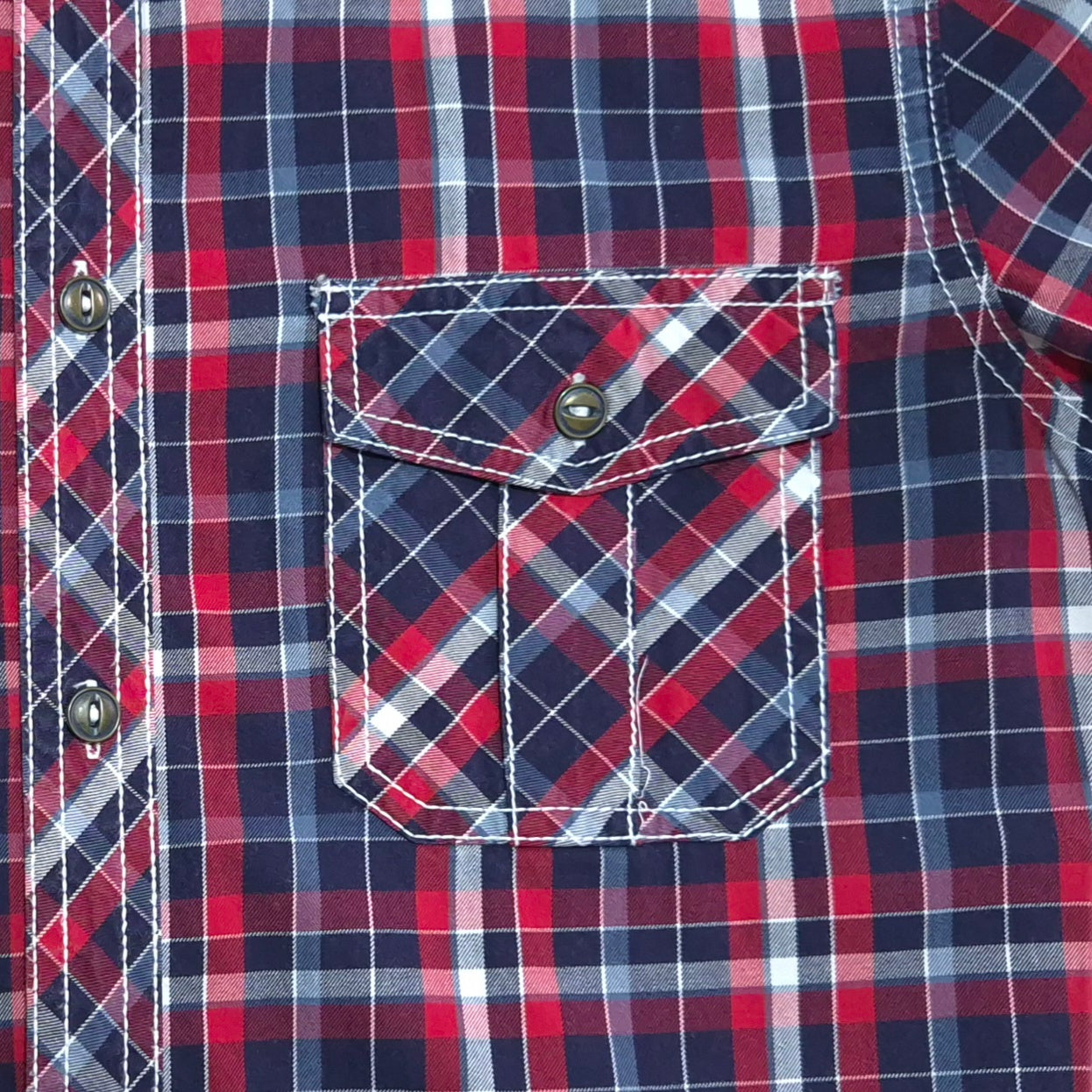 Camisa hombre United Colors of Benetton Rojo Leñadora, Cuadros azules